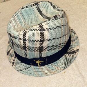 Plaid Bucket Hat with Rays Detail